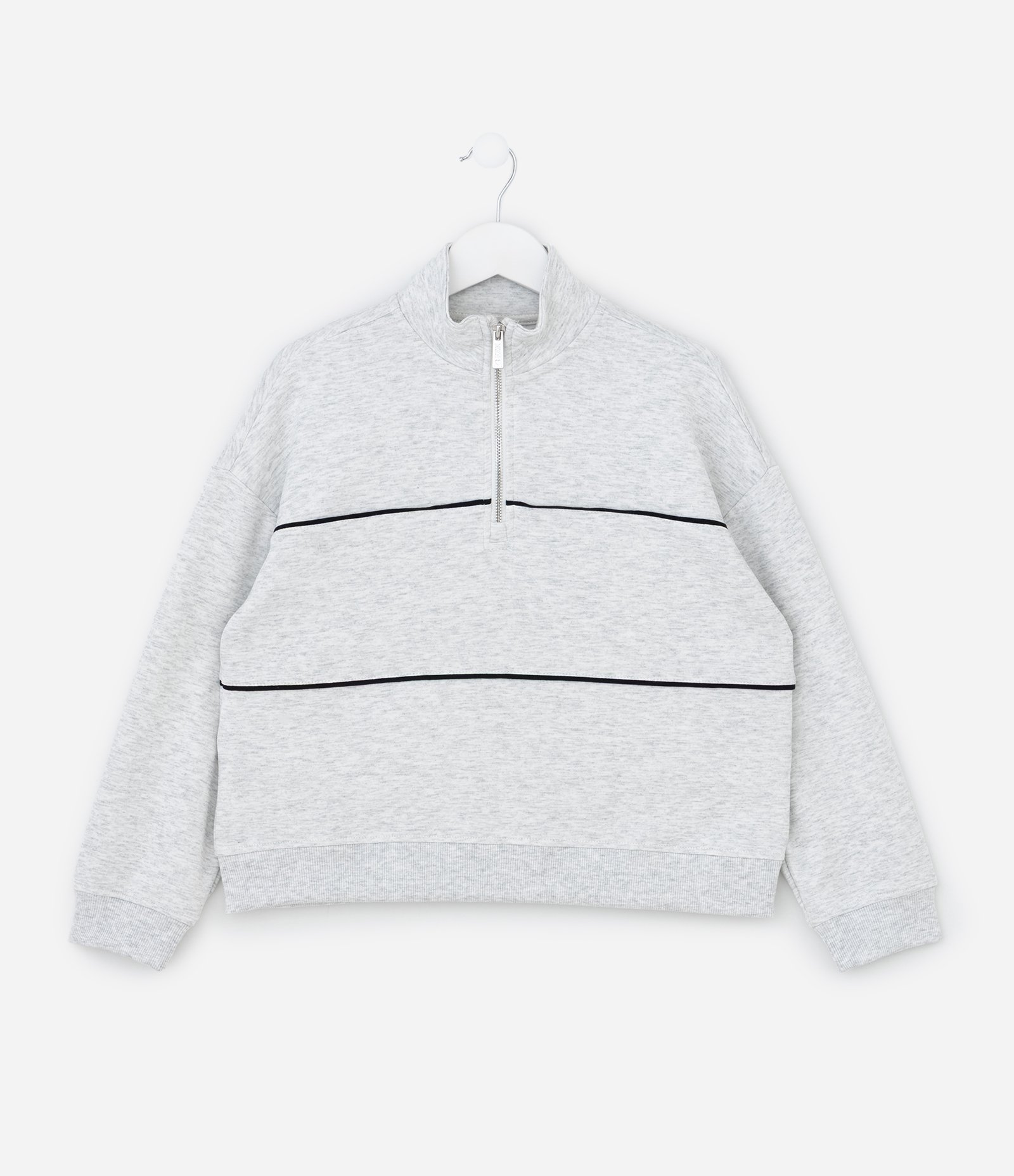 Casaco Infantil Regular com Zíper e gola Alta – Tam 7 a 16 Anos Cinza Claro 1