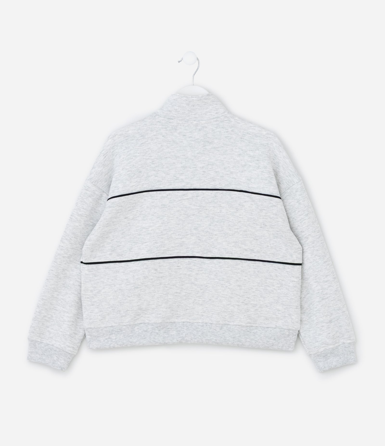 Casaco Infantil Regular com Zíper e gola Alta – Tam 7 a 16 Anos Cinza Claro 2