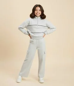 Casaco Infantil Regular com Zíper e gola Alta – Tam 7 a 16 Anos