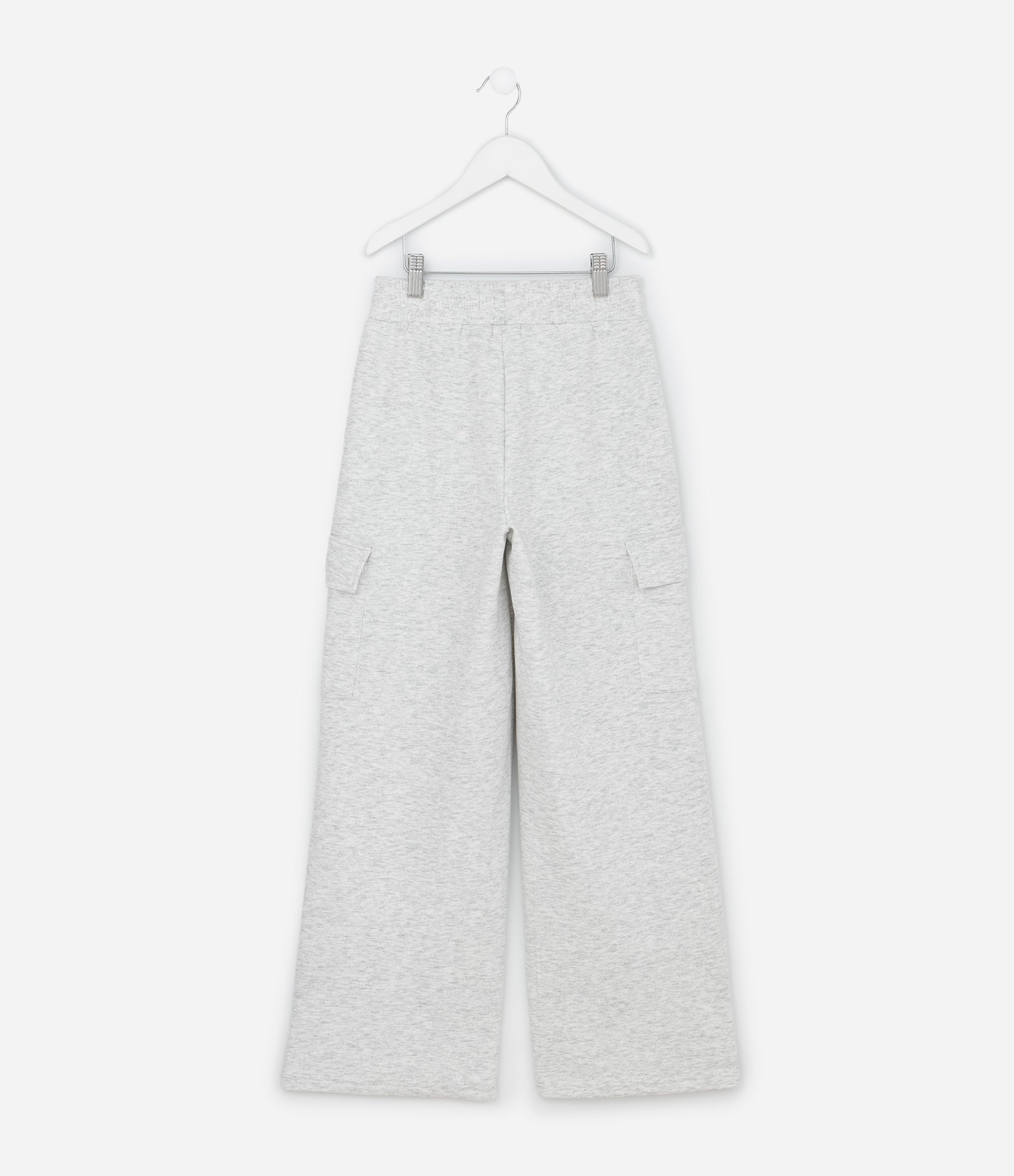 Calça Infantil Wide Leg em Moletom com Bolsos Cargo – Tam 5 a 16 Anos Cinza Claro 2