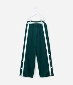 Calça Infantil Wide com Listras e Abertura Lateral – Tam 5 a 14 Anos