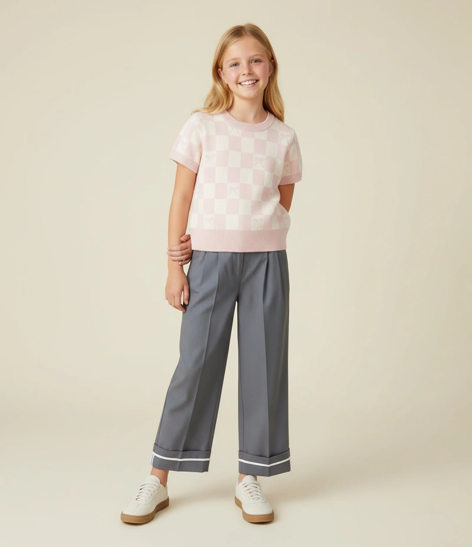 Calça Infantil Wide em Alfaiataria com Barra Dobrada – Tam 5 a 14 Anos Cinza 1