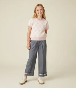 Calça Infantil Wide em Alfaiataria com Barra Dobrada – Tam 5 a 14 Anos
