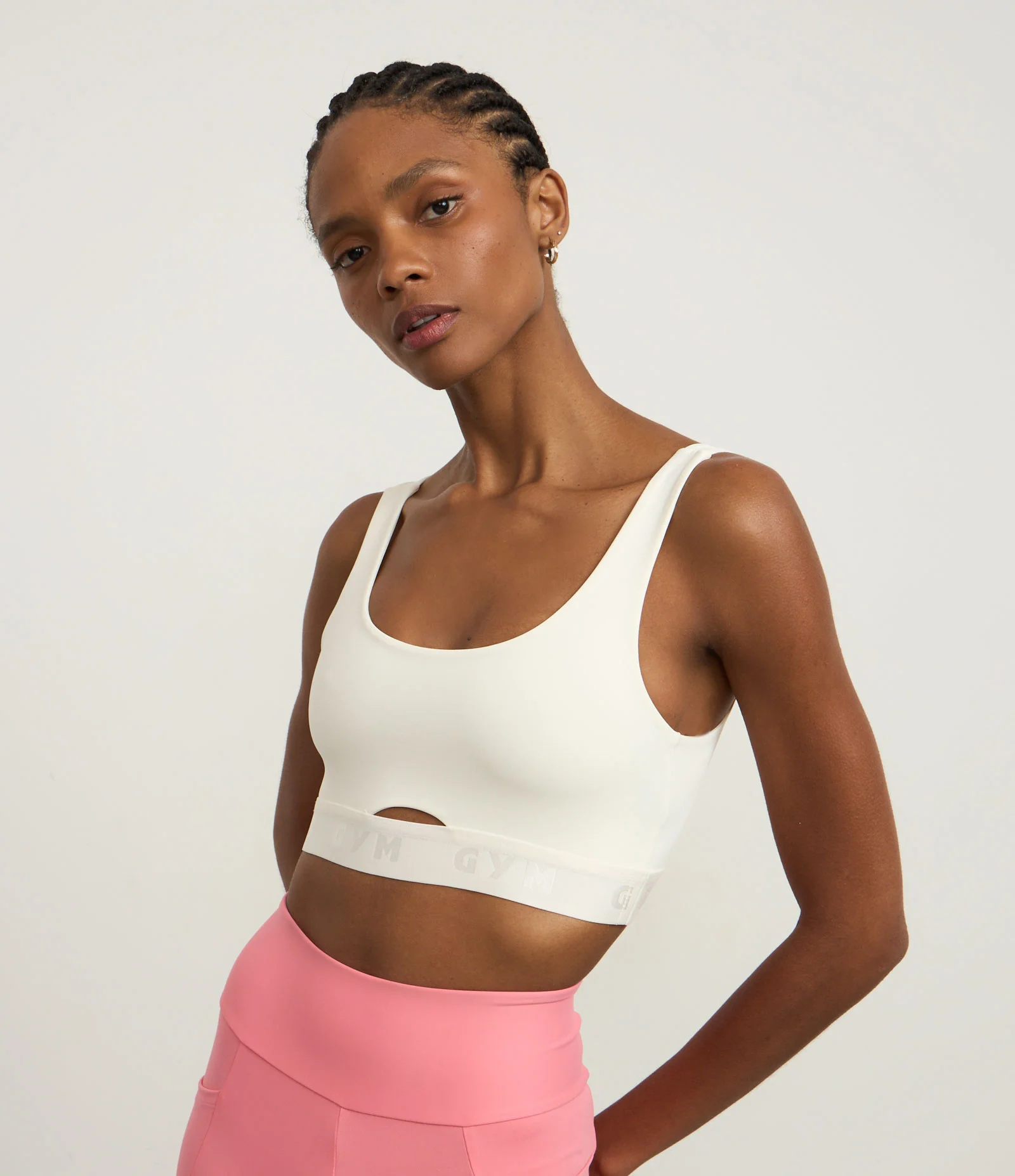 Top Bojo Esportivo em Microfibra com Elástico na Barra Branco 1