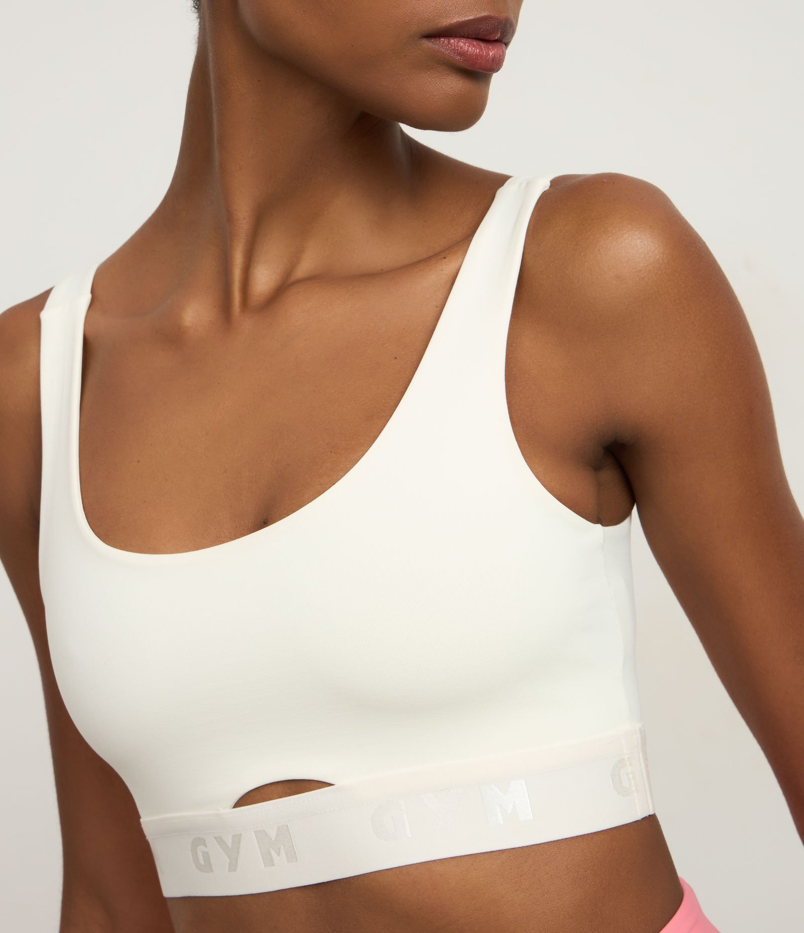 Top Bojo Esportivo em Microfibra com Elástico na Barra Branco 3