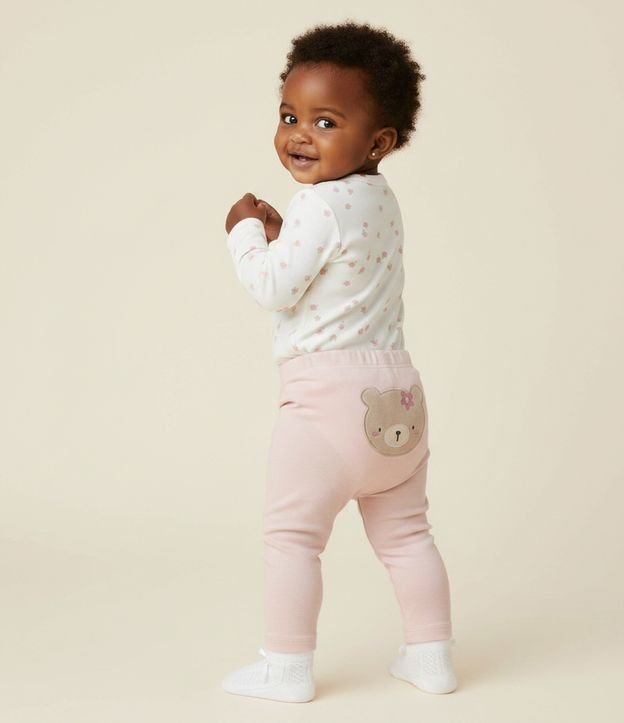 Conjunto Infantil Floral com Body e Calça Ursinha – Tam RN a 18 Meses