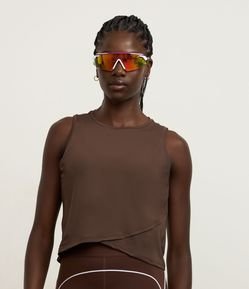 Regata Cropped Esportiva em Microfibra com Barra Transpassada