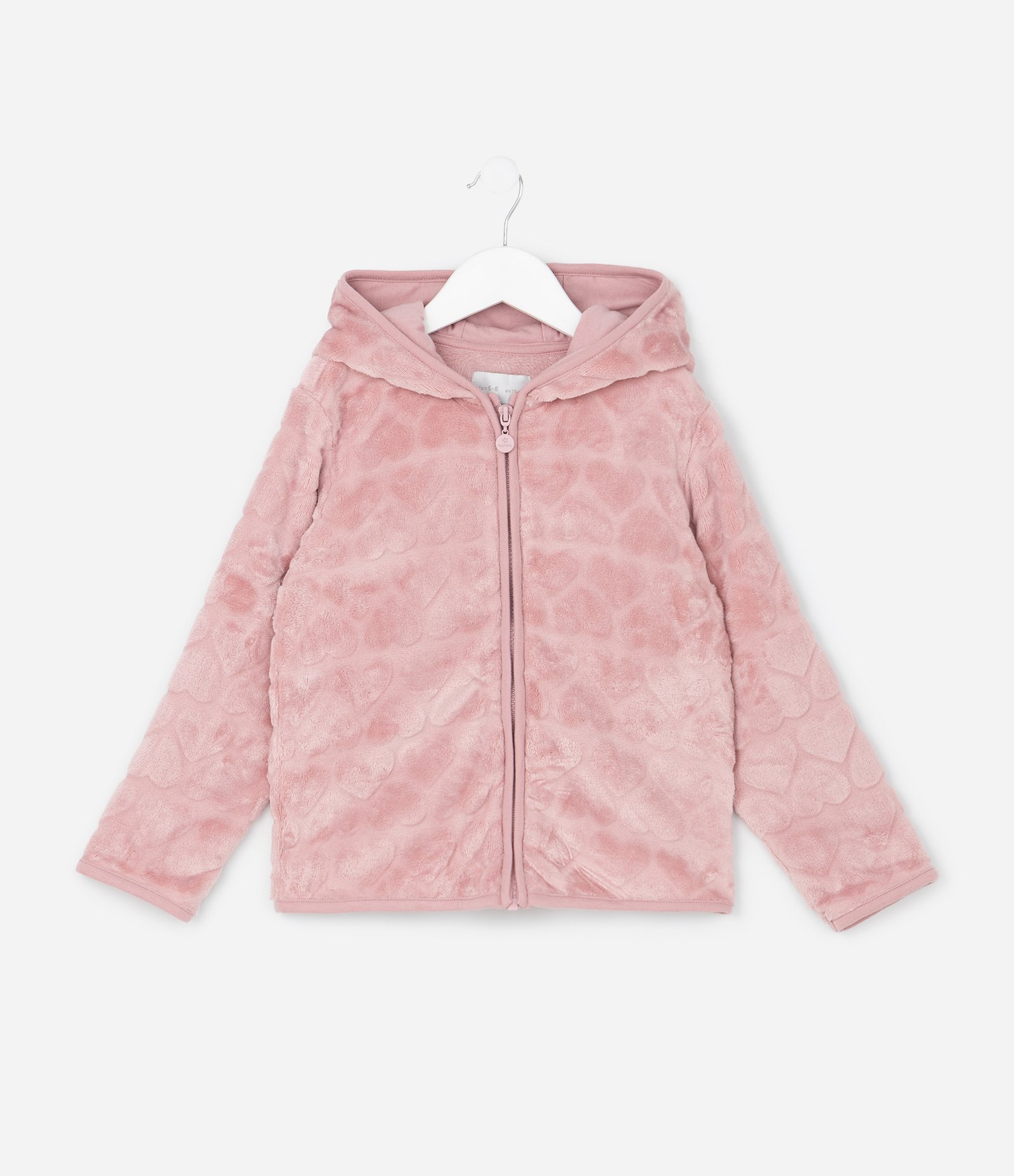 Jaqueta Infantil com Capuz e Relevo de Corações – Tam 5 a 16 Anos Rosa Claro 2