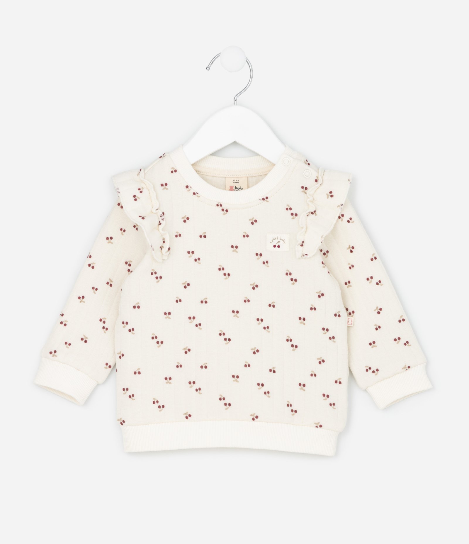 Conjunto Infantil em Matelassê com Cerejinhas e Legging Polar – Tam RN a 18 Meses Off White/Vinho 2
