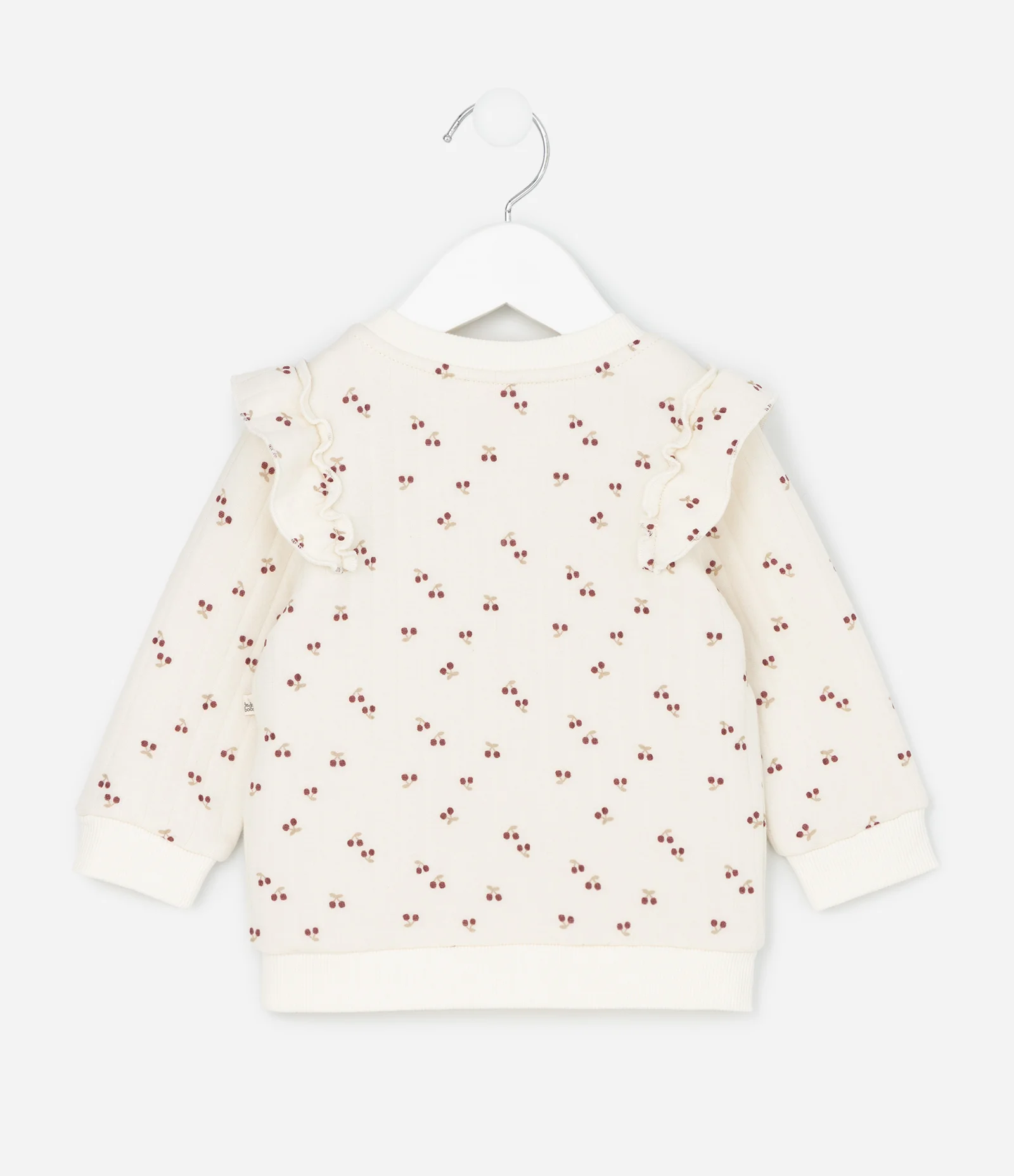 Conjunto Infantil em Matelassê com Cerejinhas e Legging Polar – Tam RN a 18 Meses Off White/Vinho 3