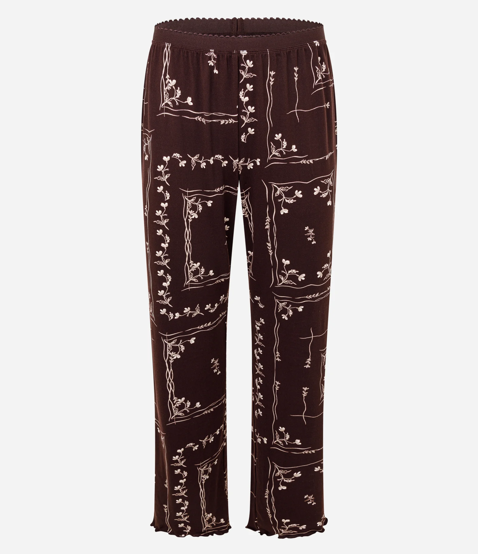 Pijama Americano Longo Peach Touch com Estampa Floral Marrom 7