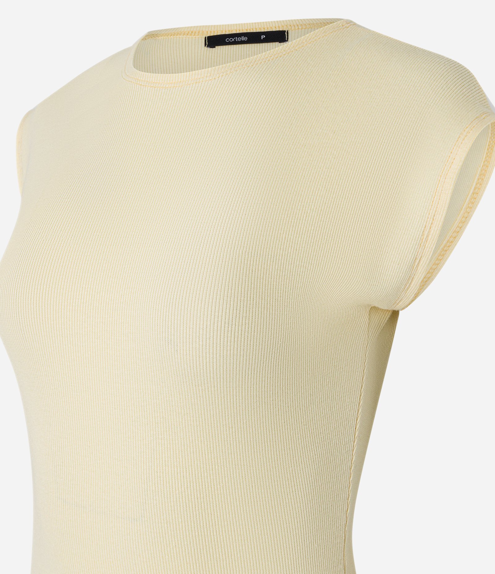 Blusa Canelada em Ribana com Manga Sem Cava Amarelo 8