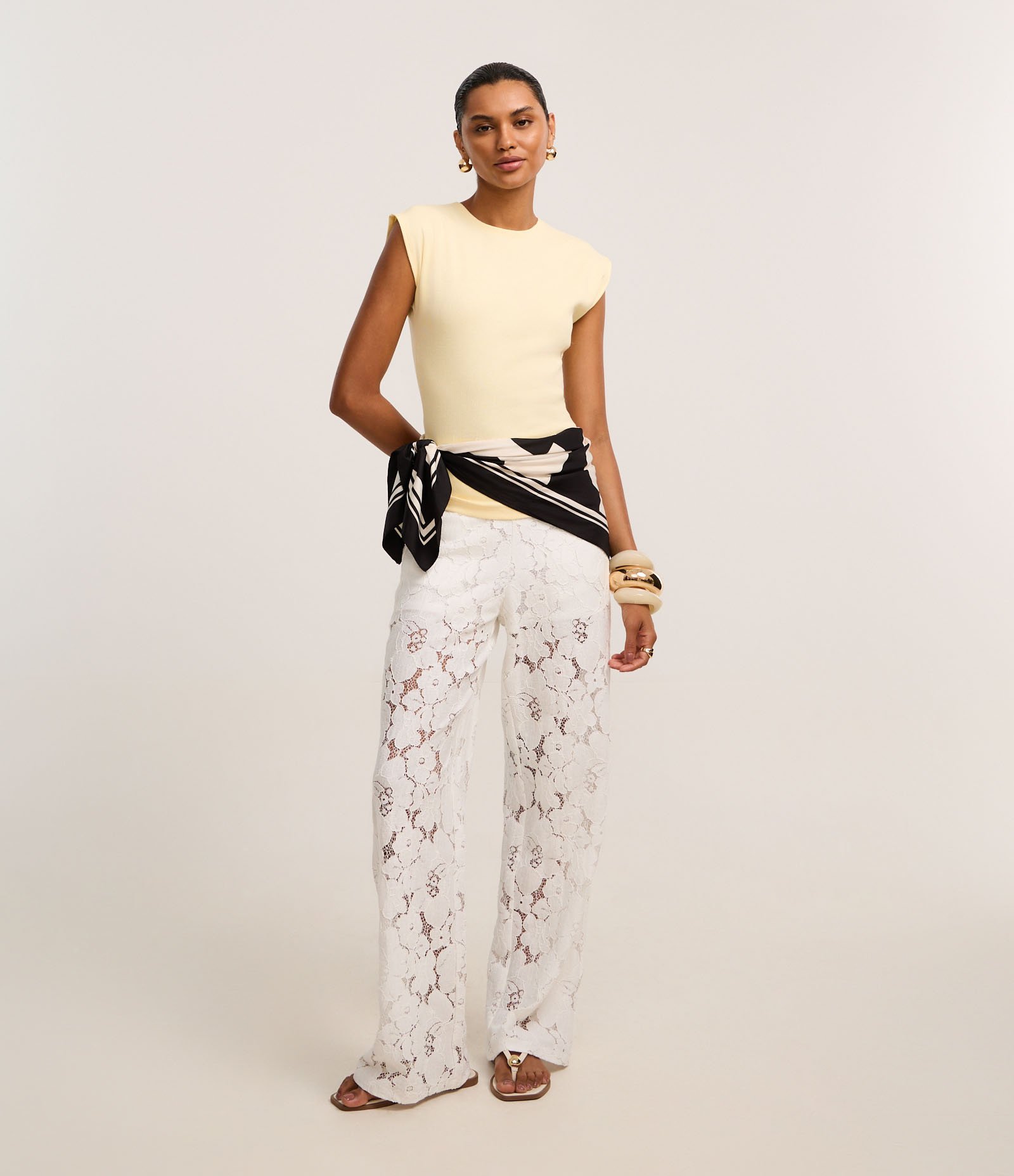 Blusa Canelada em Ribana com Manga Sem Cava Amarelo 2