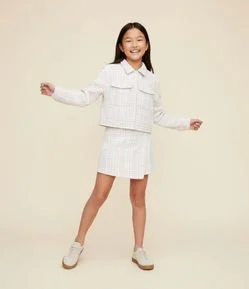 Jaqueta Infantil em Tweed com Bolsos Frontais – Tam 5 a 14 Anos