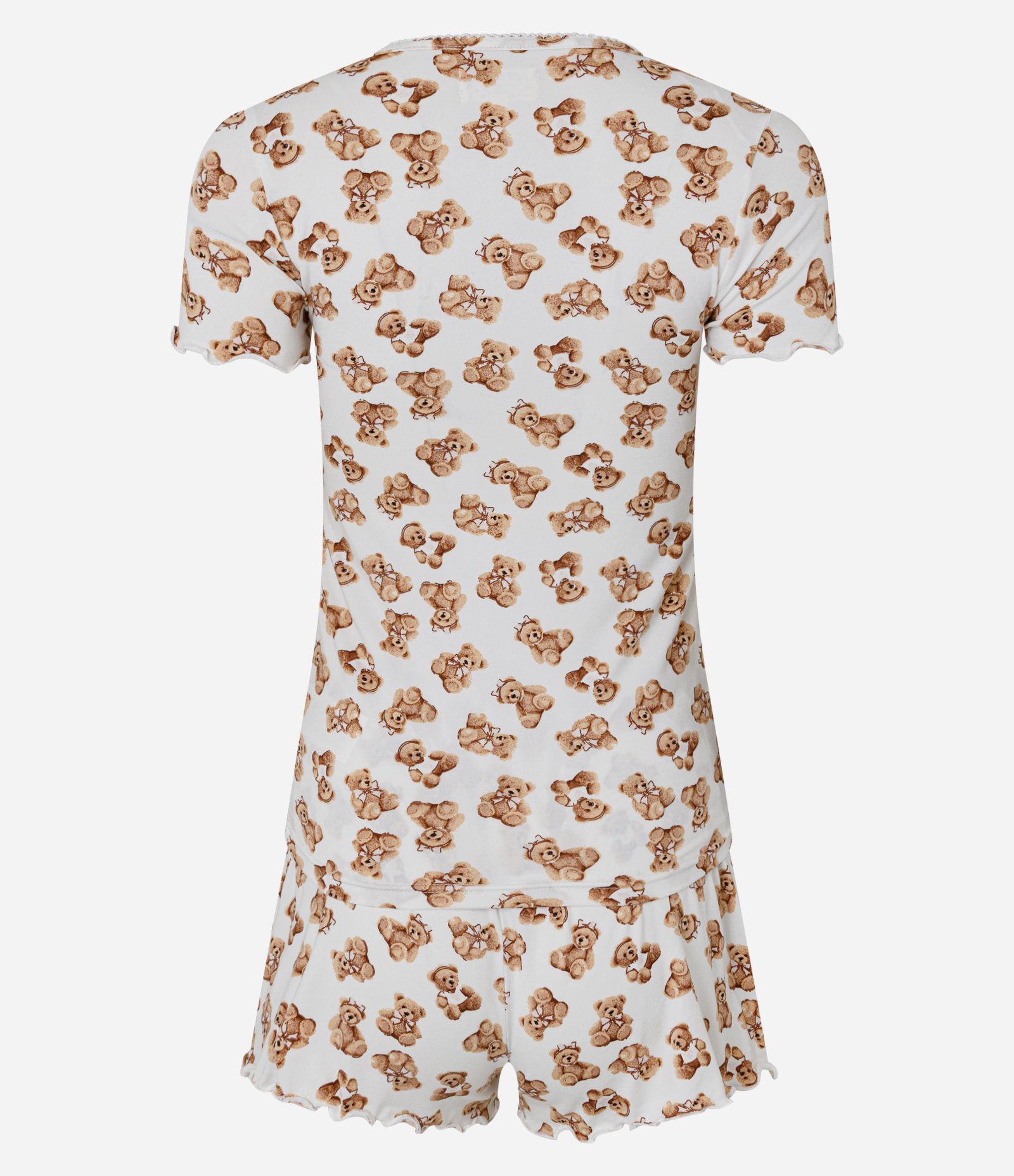 Pijama Short Doll Peach Touch com Estampa de Ursinhos Branco/Bege 7