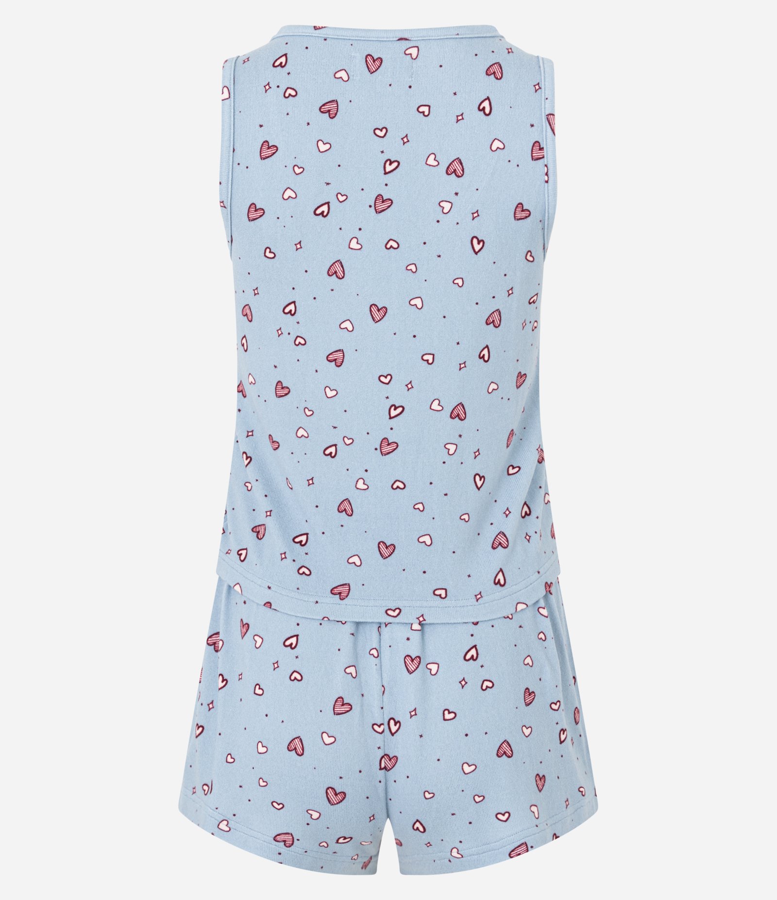 Pijama Short Doll em Tricô com Estampa de Corações Azul 2