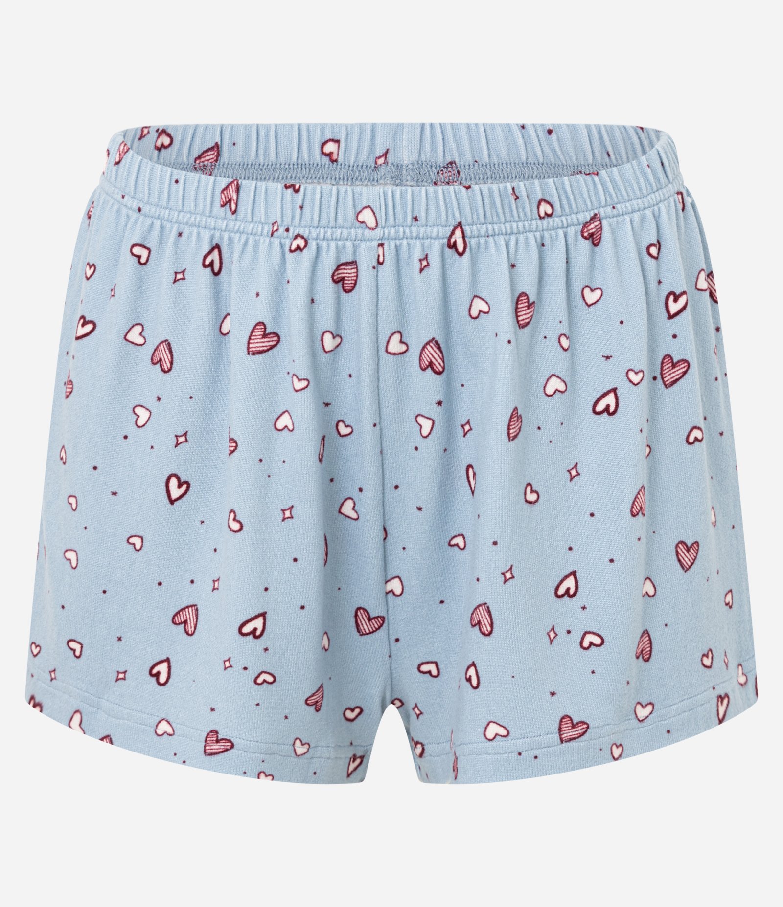 Pijama Short Doll em Tricô com Estampa de Corações Azul 3