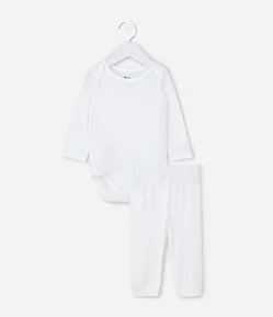Conjunto Infantil Térmico com Body Manga Longa e Calça – Tam RN a 24 Meses