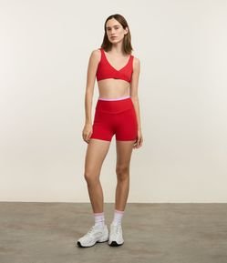 Bermuda Crossfiteira Esportiva em Microfibra com Cós Contrastante