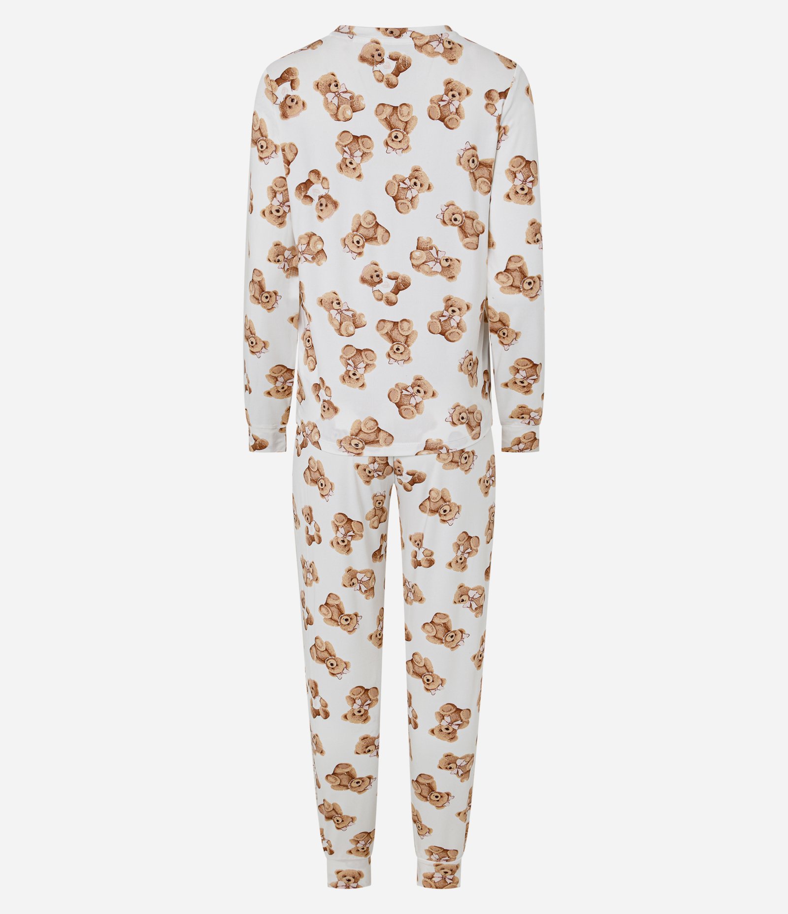 Pijama Longo Peach Touch com Estampa de Ursinhos Branco/Bege 6