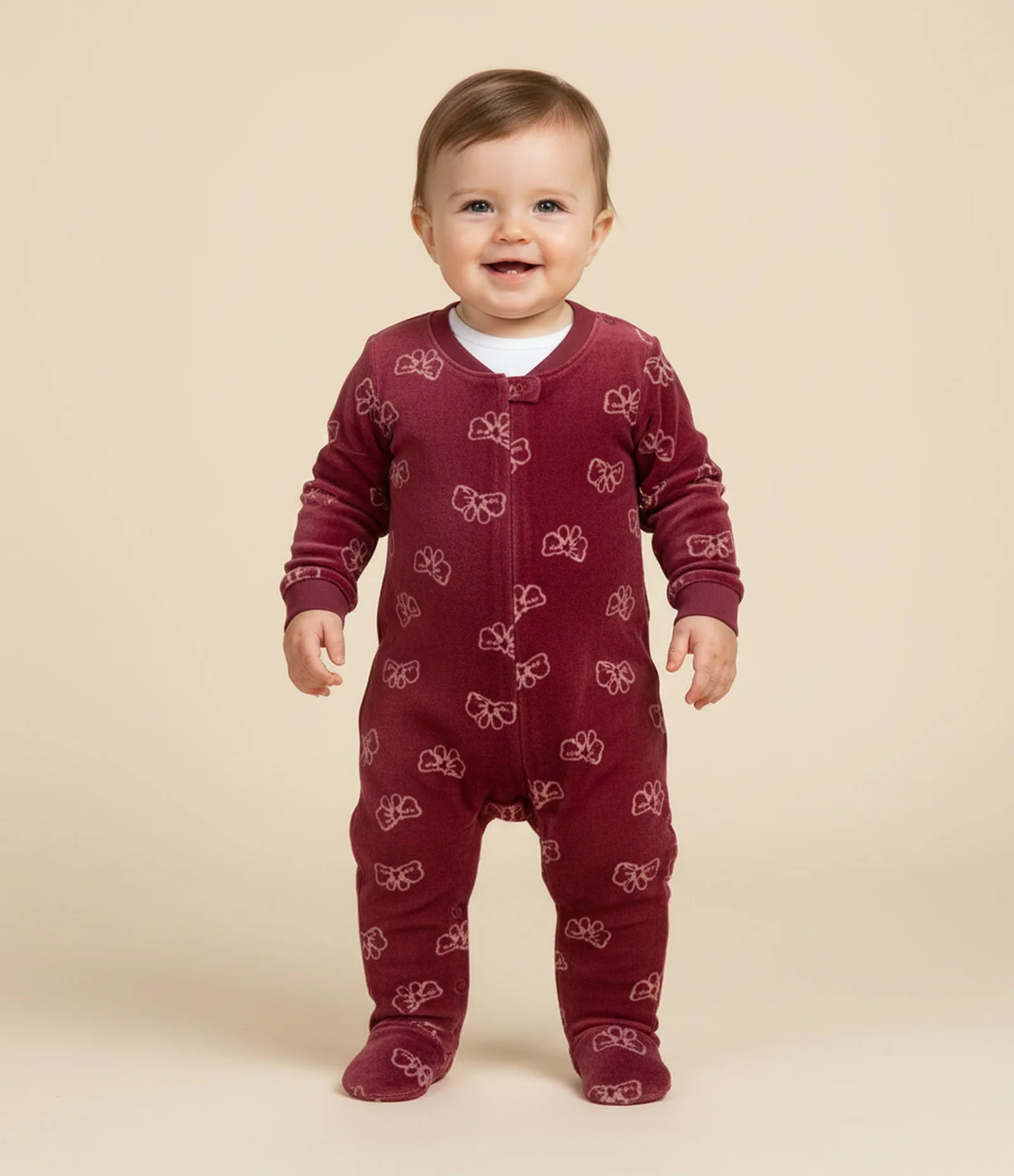 Macacão Infantil em Plush com Estampa de Laços - Tam 0 a 18 meses Vermelho 1