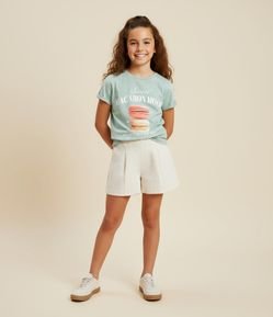 Short Saia Infantil em Tweed com pregas Texturizado - Tam 5 a 14 Anos