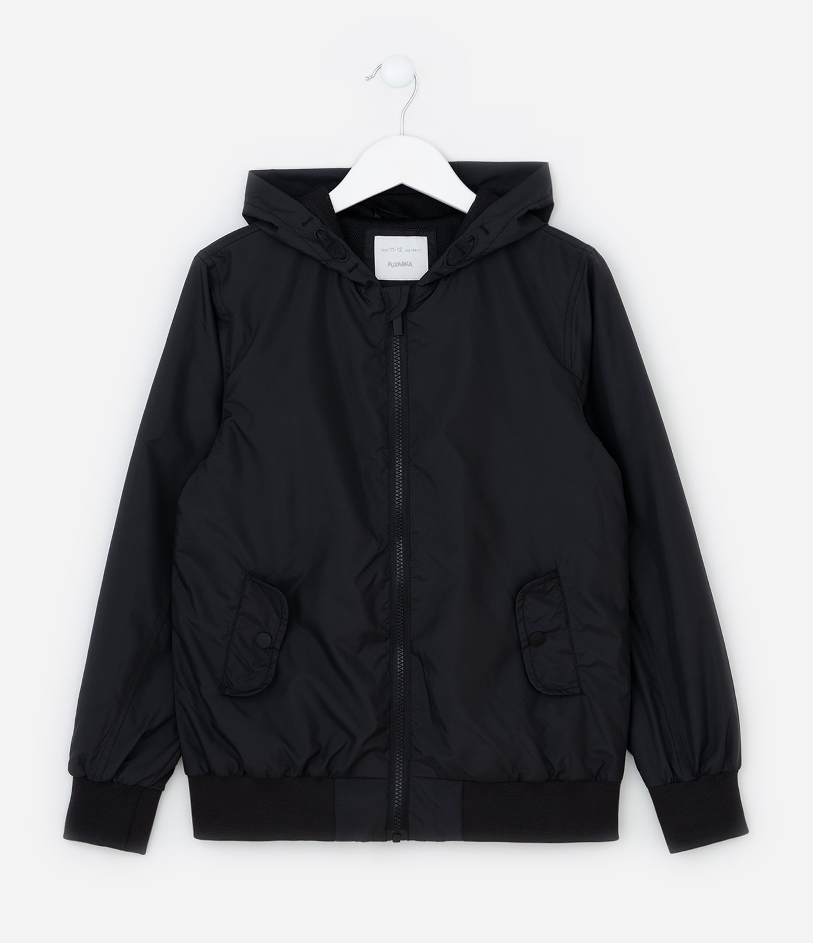 Jaqueta Infantil Quebra Vento com Capuz e Bolsos – Tam 5 a 14 Anos Preto 1