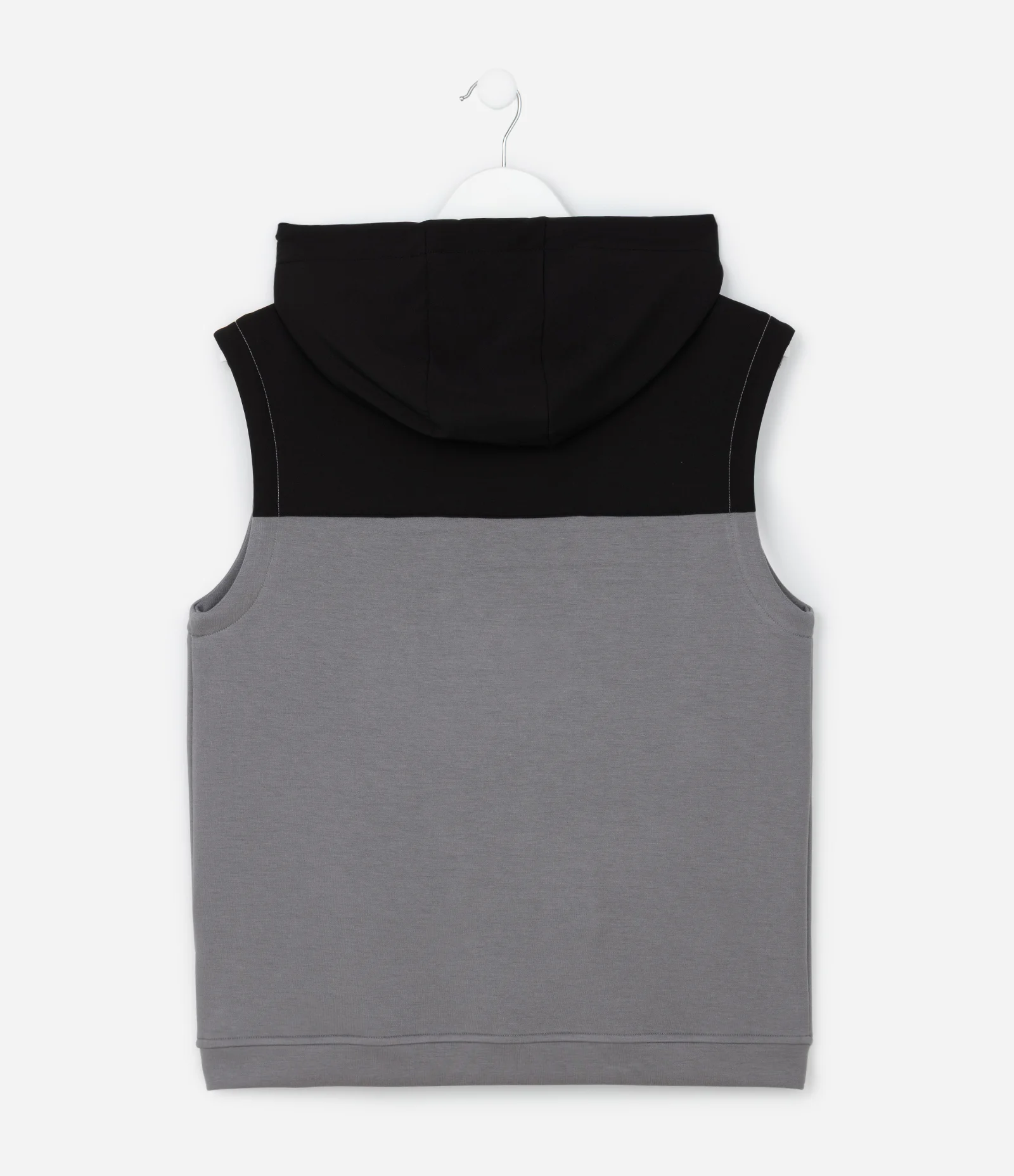 Colete Infantil em Moletom sem Felpa com Capuz – Tam 5 a 14 Anos Preto/Cinza 2