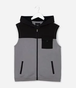 Colete Infantil em Moletom sem Felpa com Capuz – Tam 5 a 14 Anos