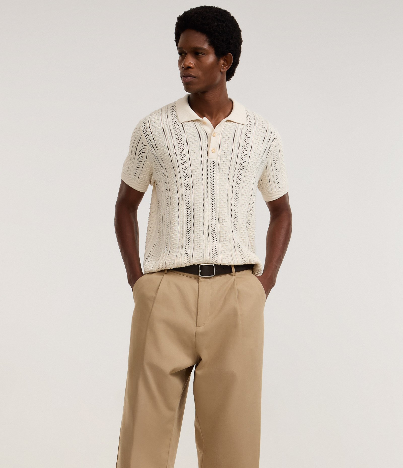 Calça Balloon Alfaiatada em Algodão Bege 3