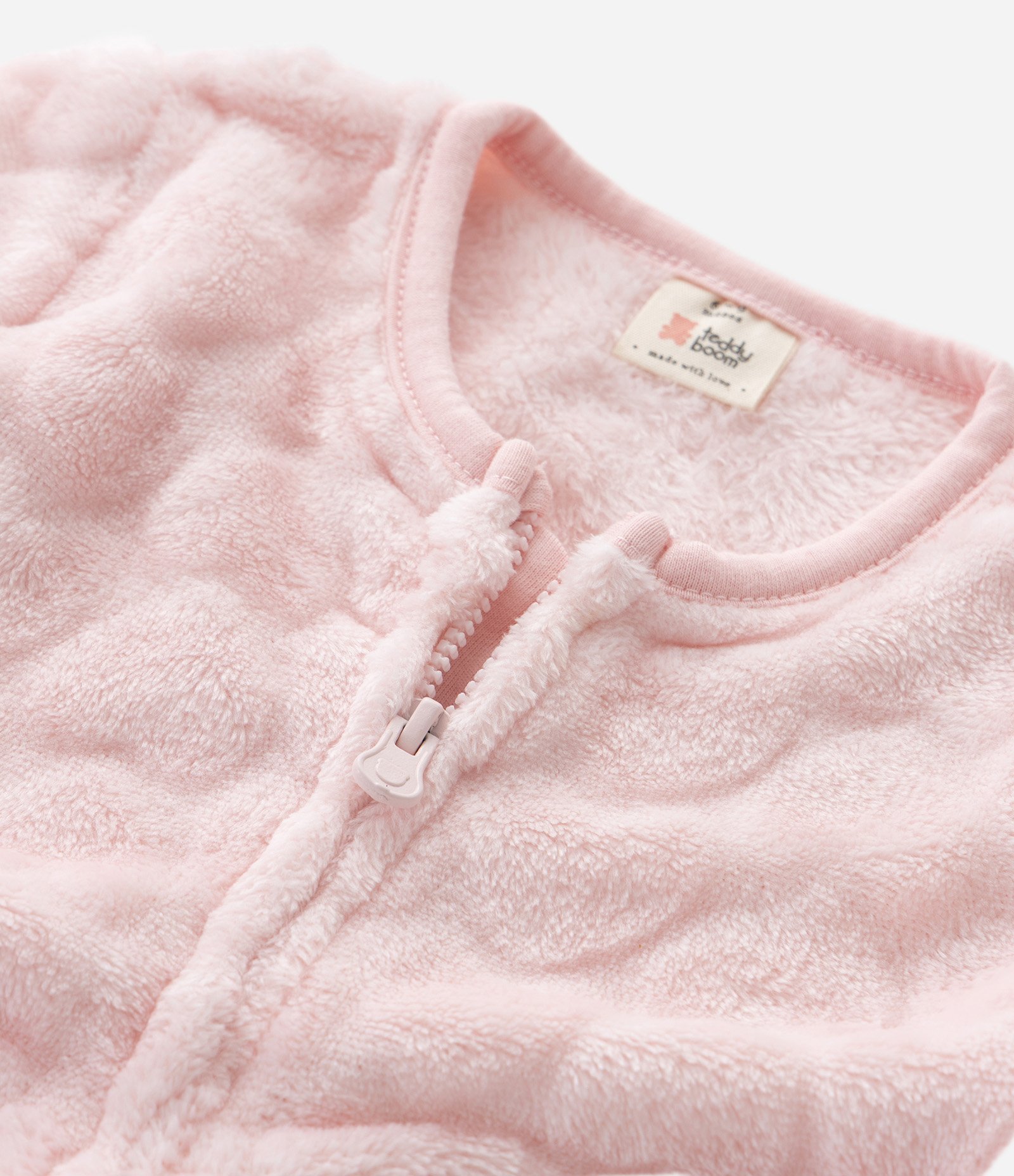 Macacão Longo em Fleece com Textura de Corações - Tam RN a 18 meses Rosa 8