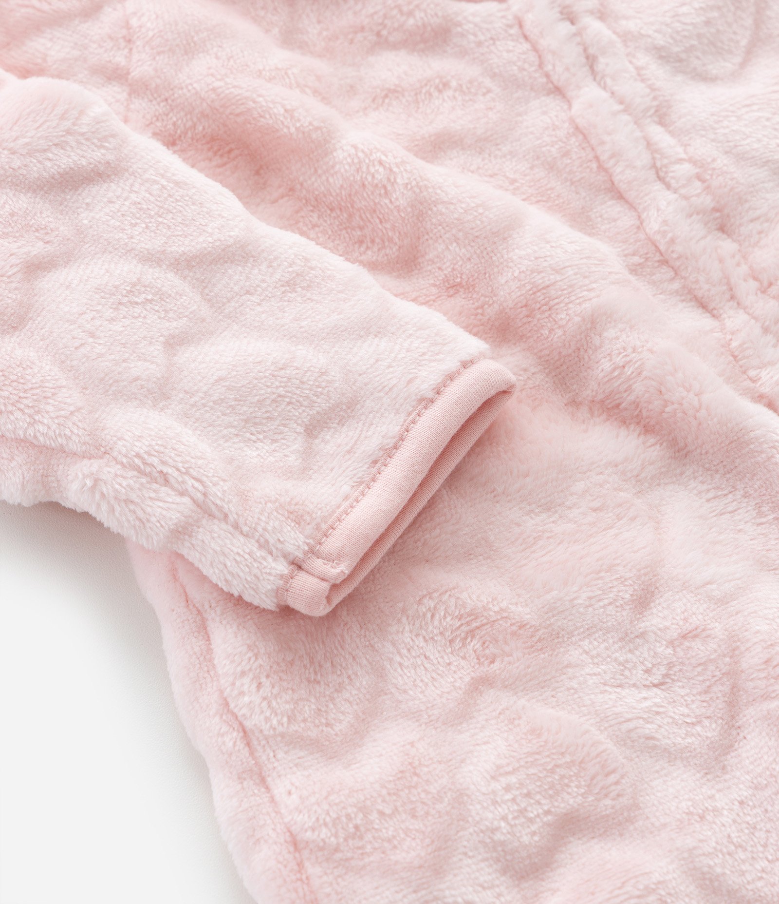 Macacão Longo em Fleece com Textura de Corações - Tam RN a 18 meses Rosa 6