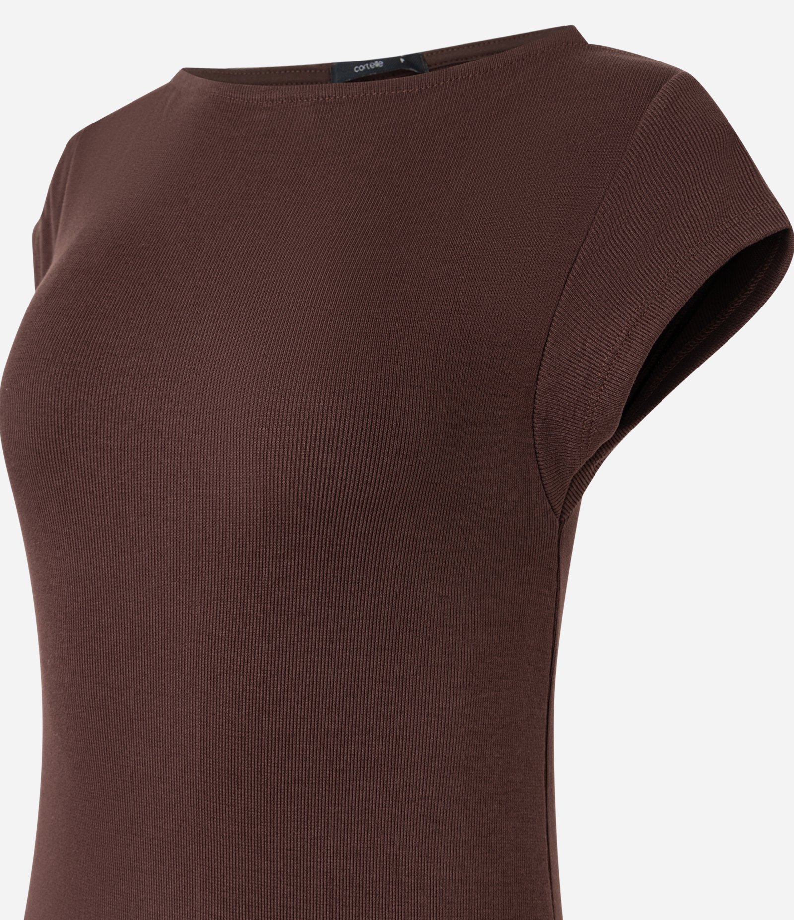 Vestido Longo Canelado em Ribana com Fenda Marrom 8