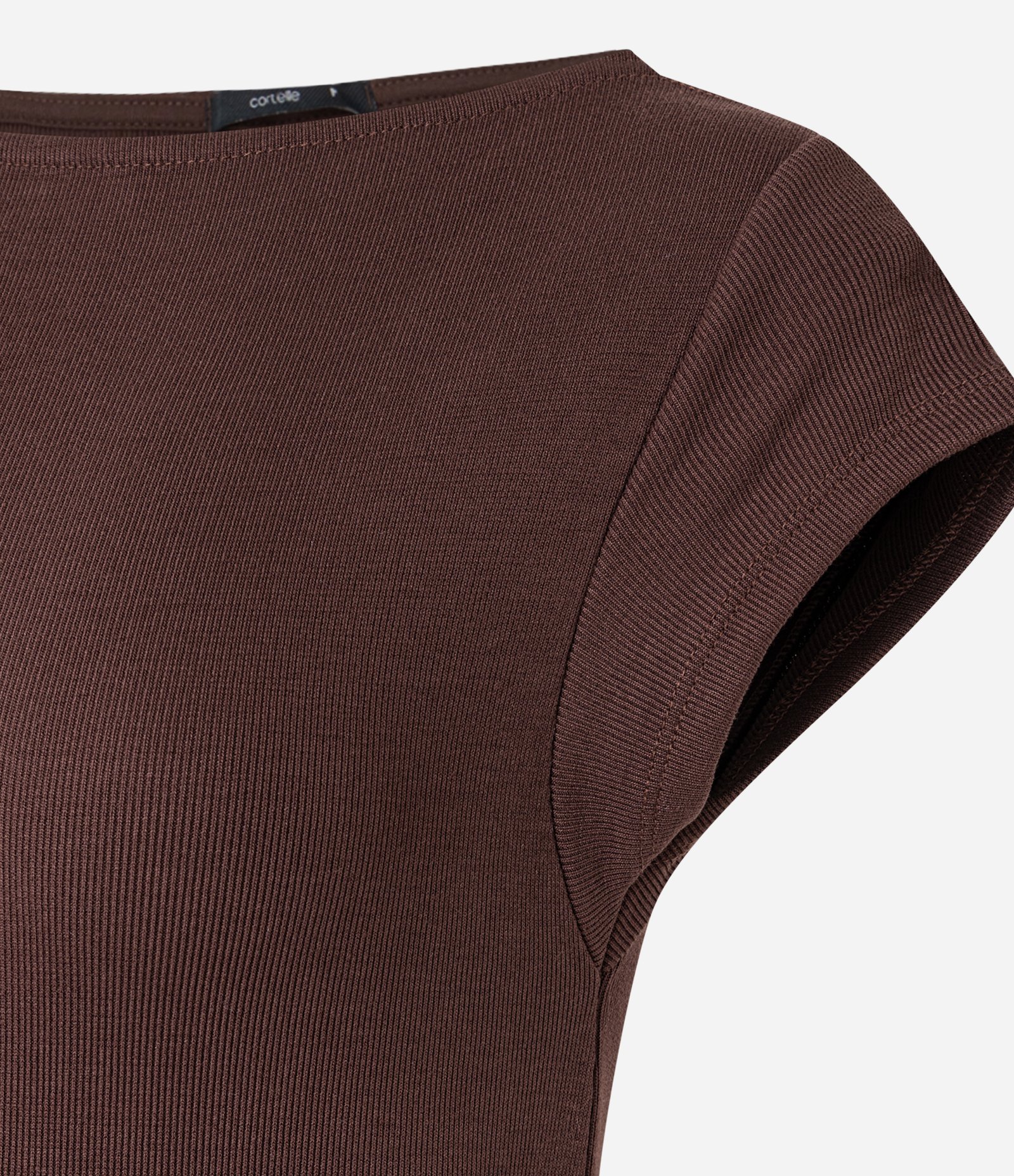 Vestido Longo Canelado em Ribana com Fenda Marrom 9