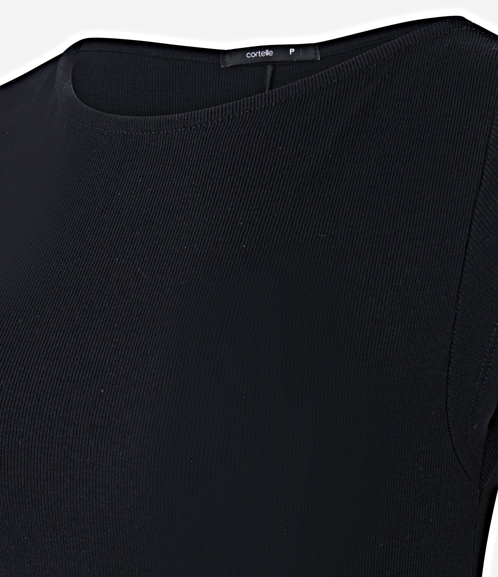 Vestido Longo Canelado em Ribana com Fenda Preto 7