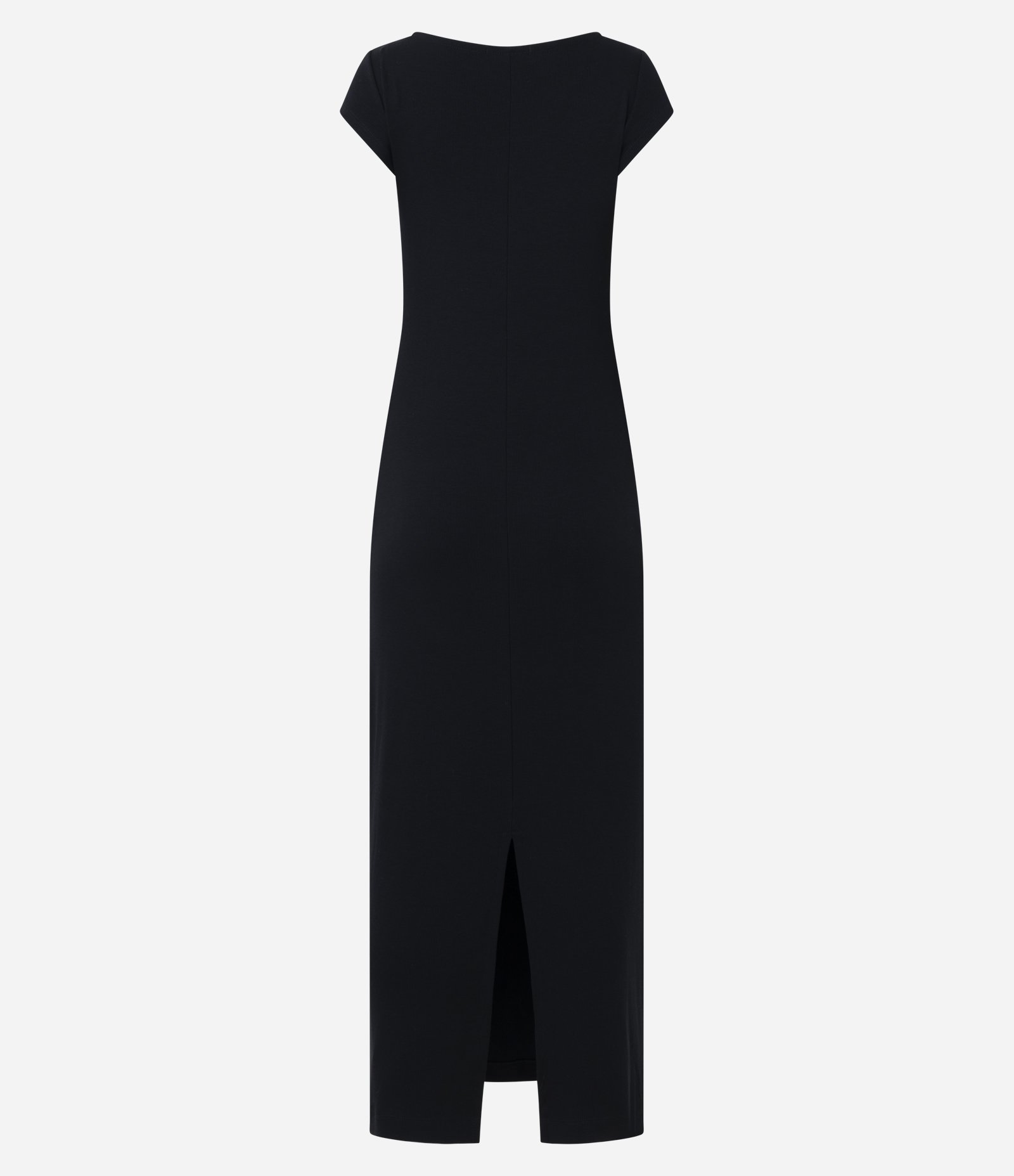 Vestido Longo Canelado em Ribana com Fenda Preto 8