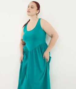 Vestido Midi em Algodão com Cintura em V Curve & Plus Size