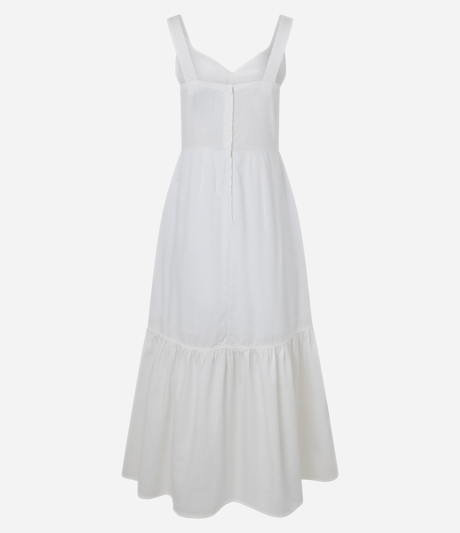 Vestido Longo em Sarja com Decote Coração Recortado Branco 6