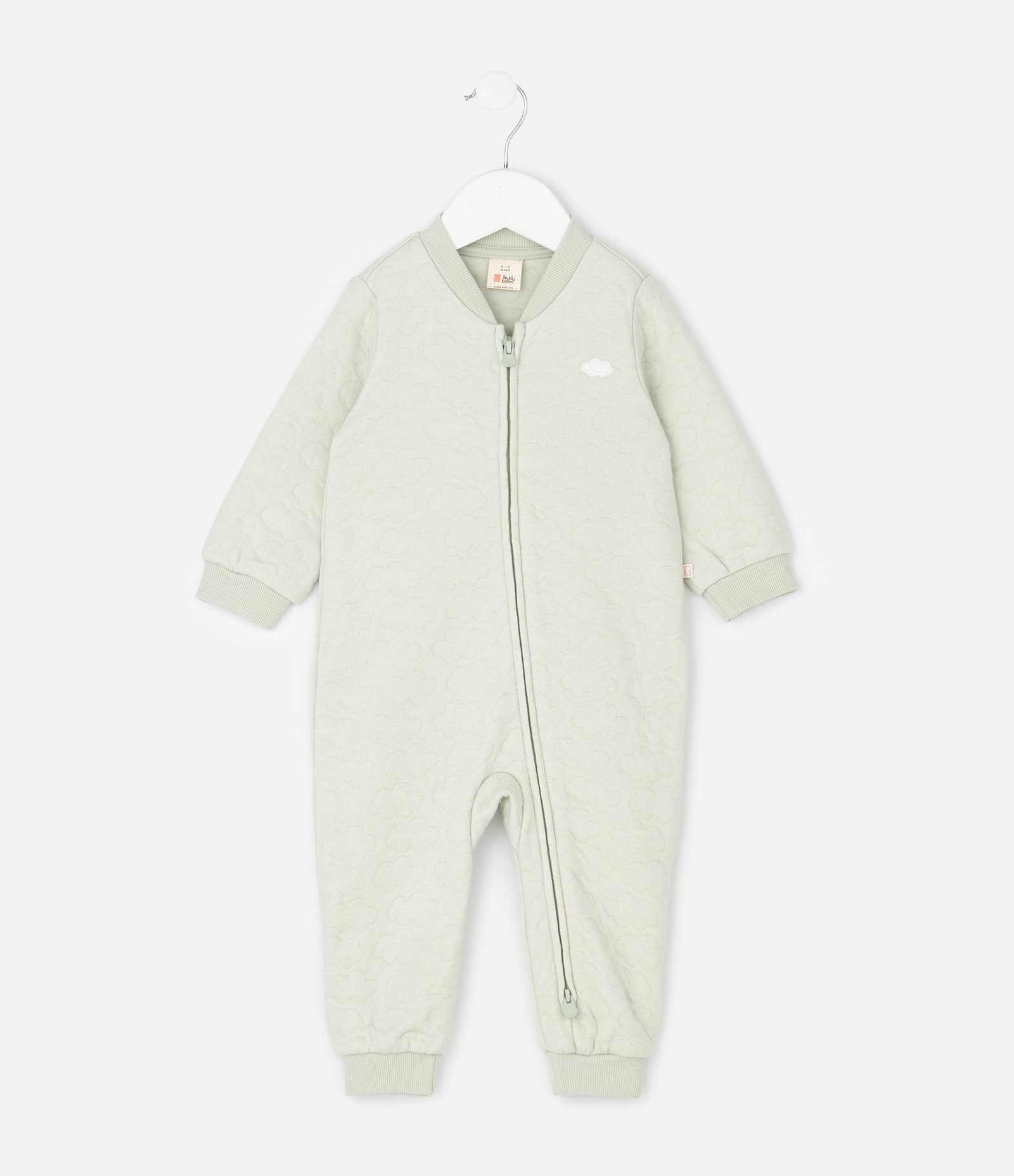 Macacão Infantil em Matelassê com Nuvens Bordadas – Tam RN a 18 Meses Verde Pastel 2