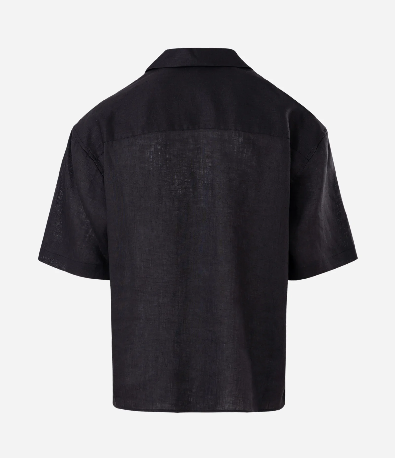 Camisa Boxy em Puro Linho com Gola bowling Preto 2