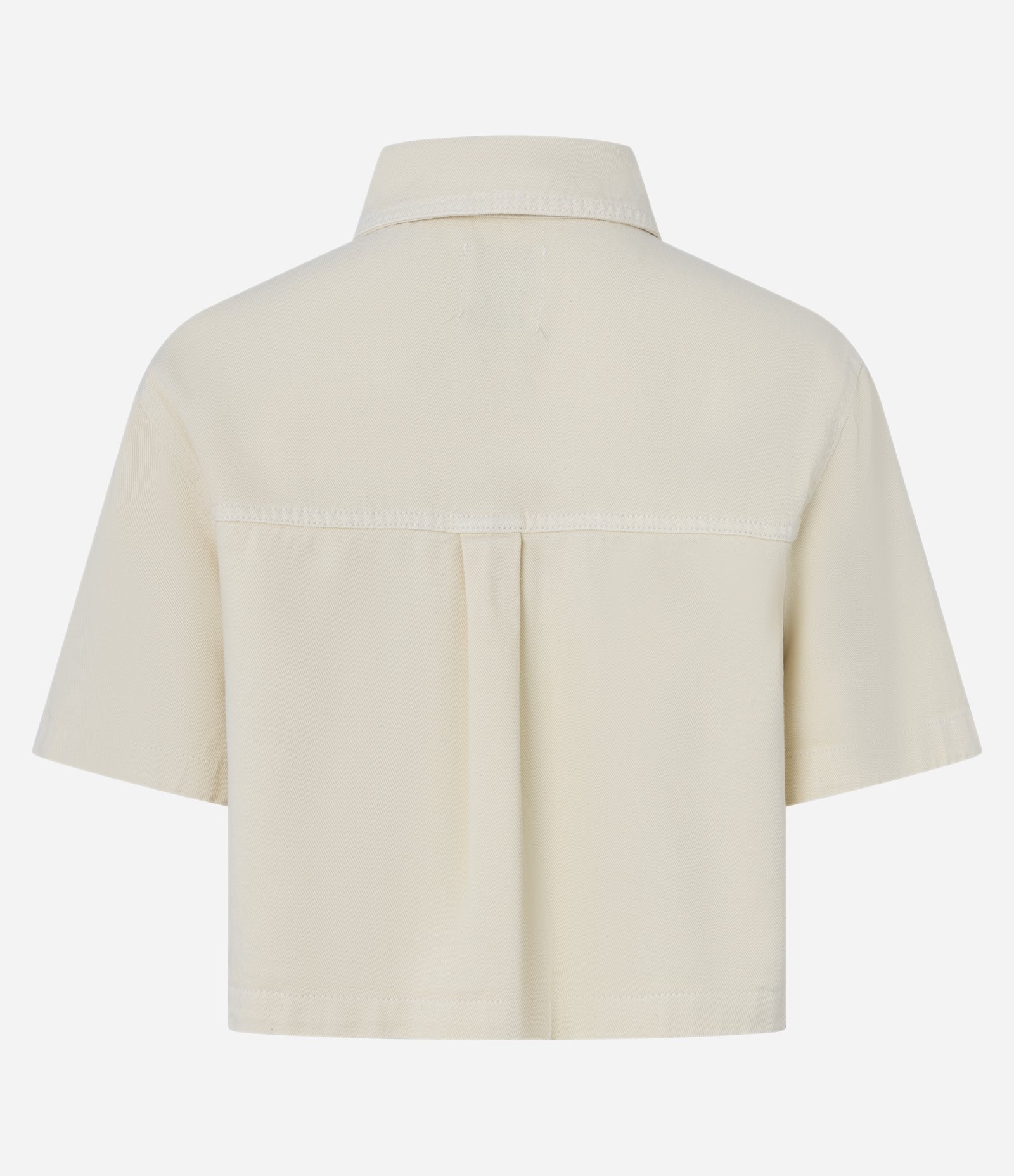 Camisa Cropped em Sarja com Bolsos e Lapela Off White 4