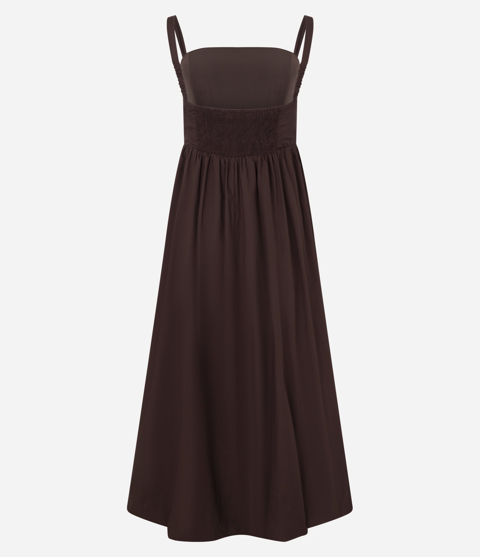 Vestido Balonê em Cotton com Elástico na Alça e Lastex Marrom 6