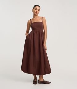 Vestido Balonê em Cotton com Elástico na Alça e Lastex