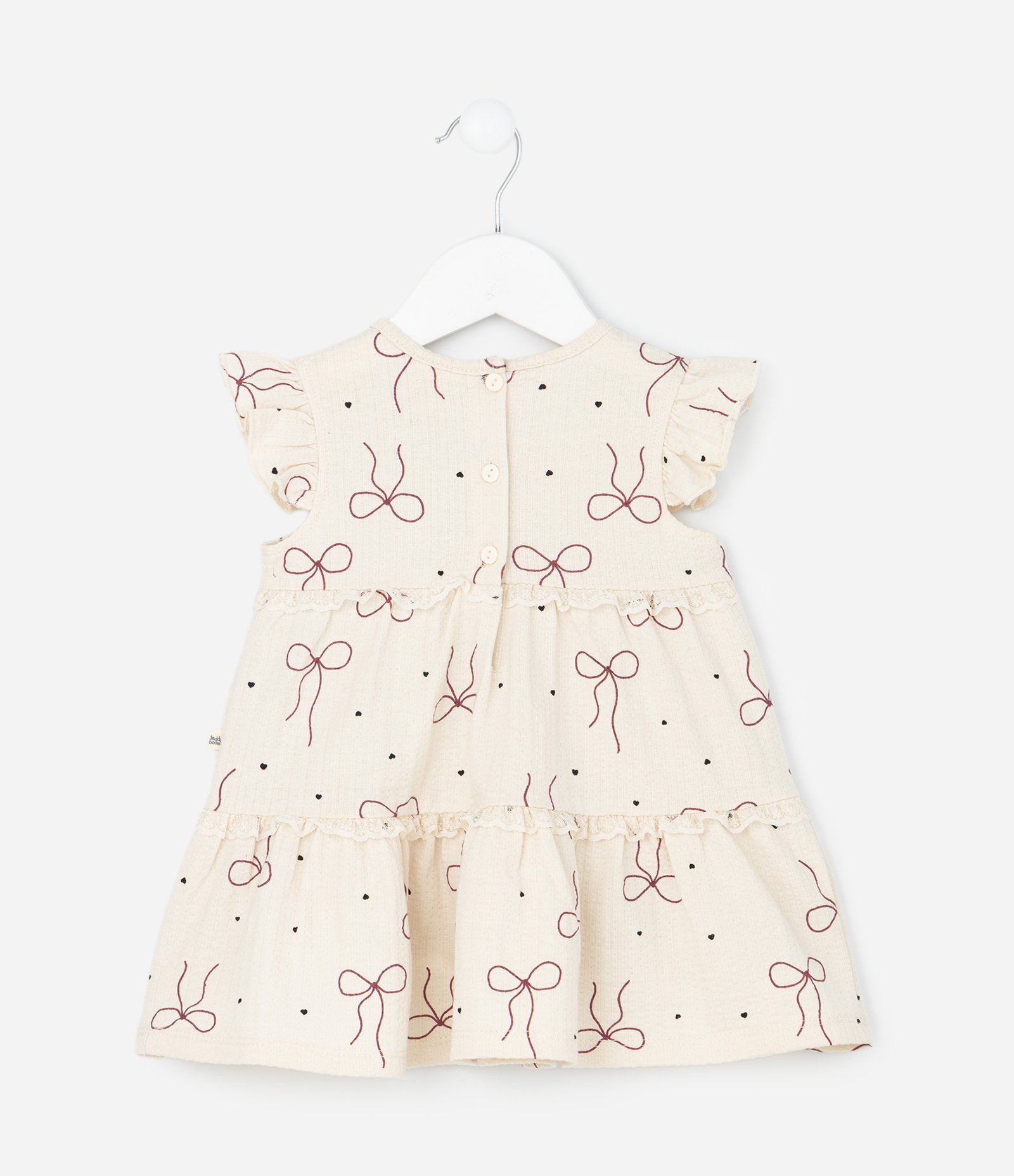 Vestido Infantil com Calcinha e Estampa de Laços – Tam 0 a 18 Meses Bege Claro 4