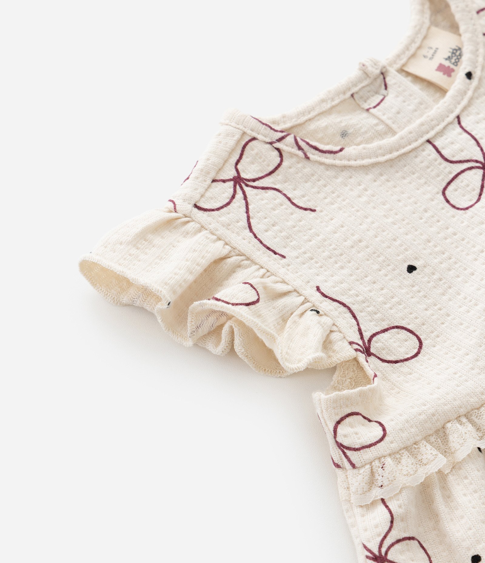 Vestido Infantil com Calcinha e Estampa de Laços – Tam 0 a 18 Meses Bege Claro 6