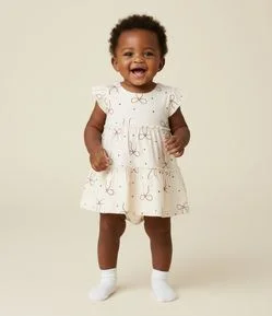 Vestido Infantil com Calcinha e Estampa de Laços – Tam 0 a 18 Meses