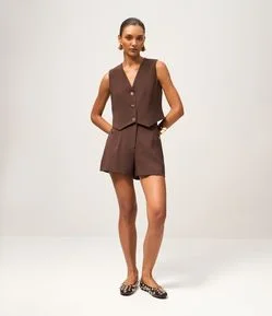 Short Alfaitado Cintura Alta com Bolsos Laterais