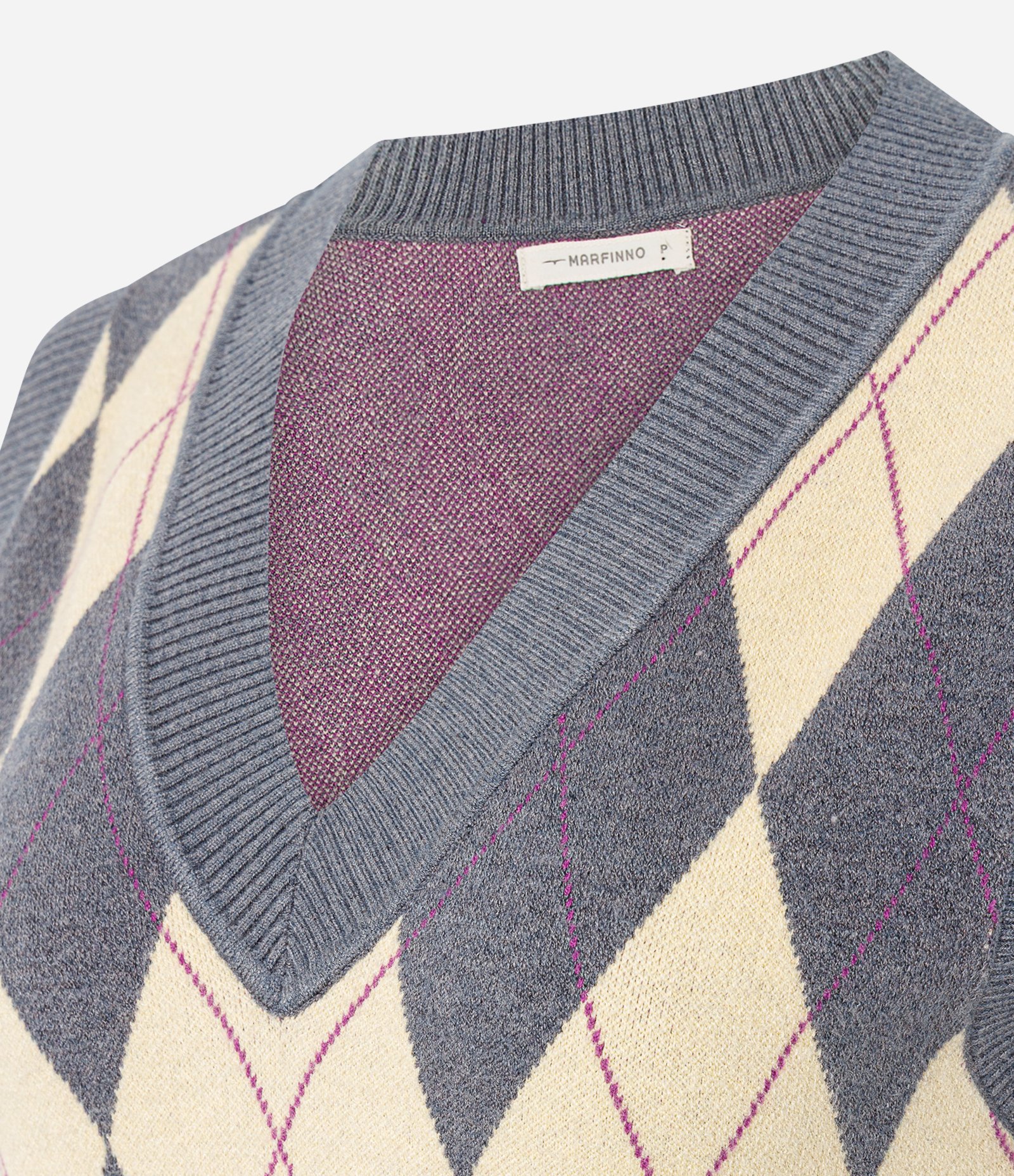 Colete Curto em Tricô com Estampa Xadrez Amarelo/Cinza 7