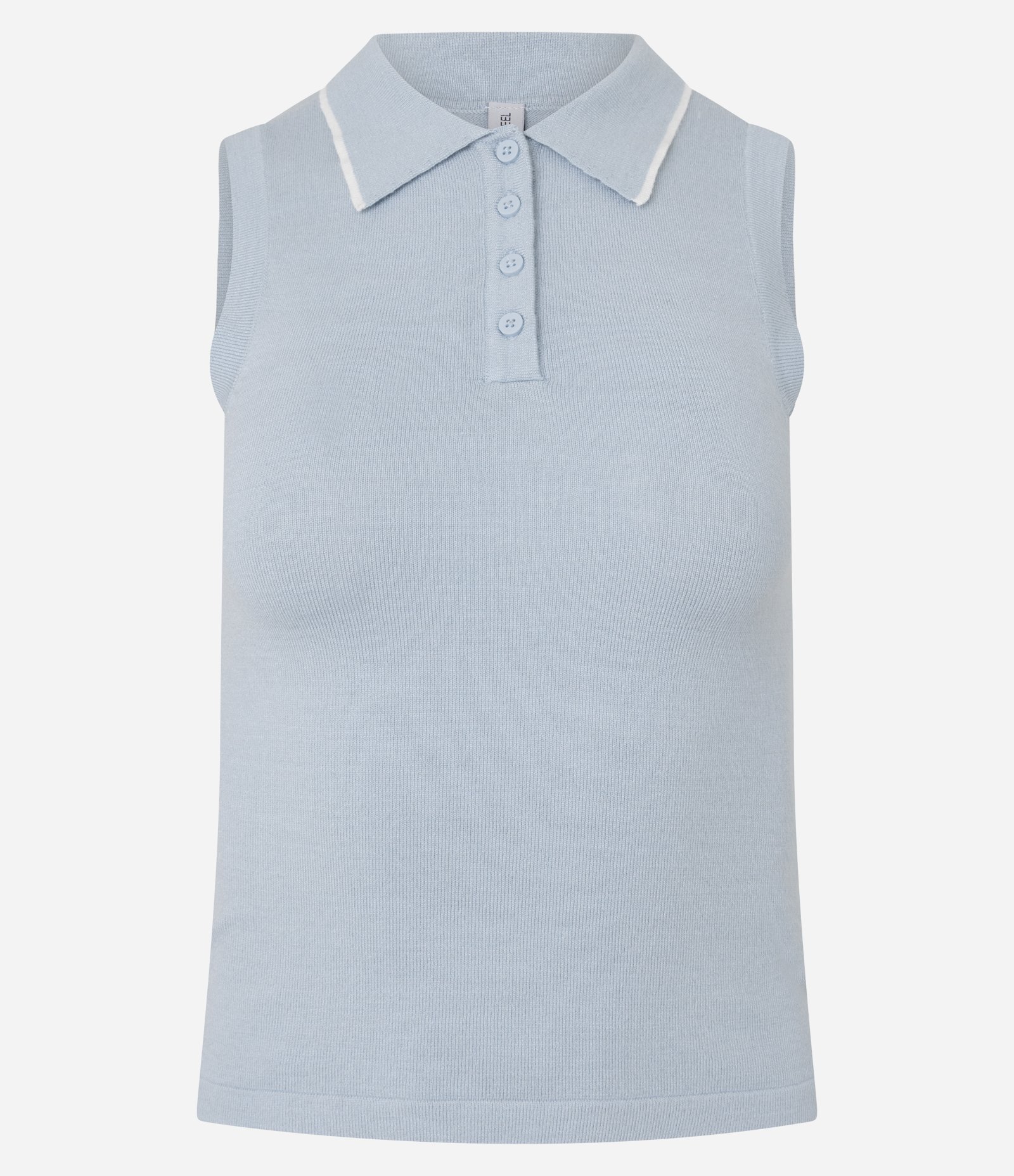 Blusa em Tricô com Gola Polo e Detalhe Contrastante Azul Bebê 4