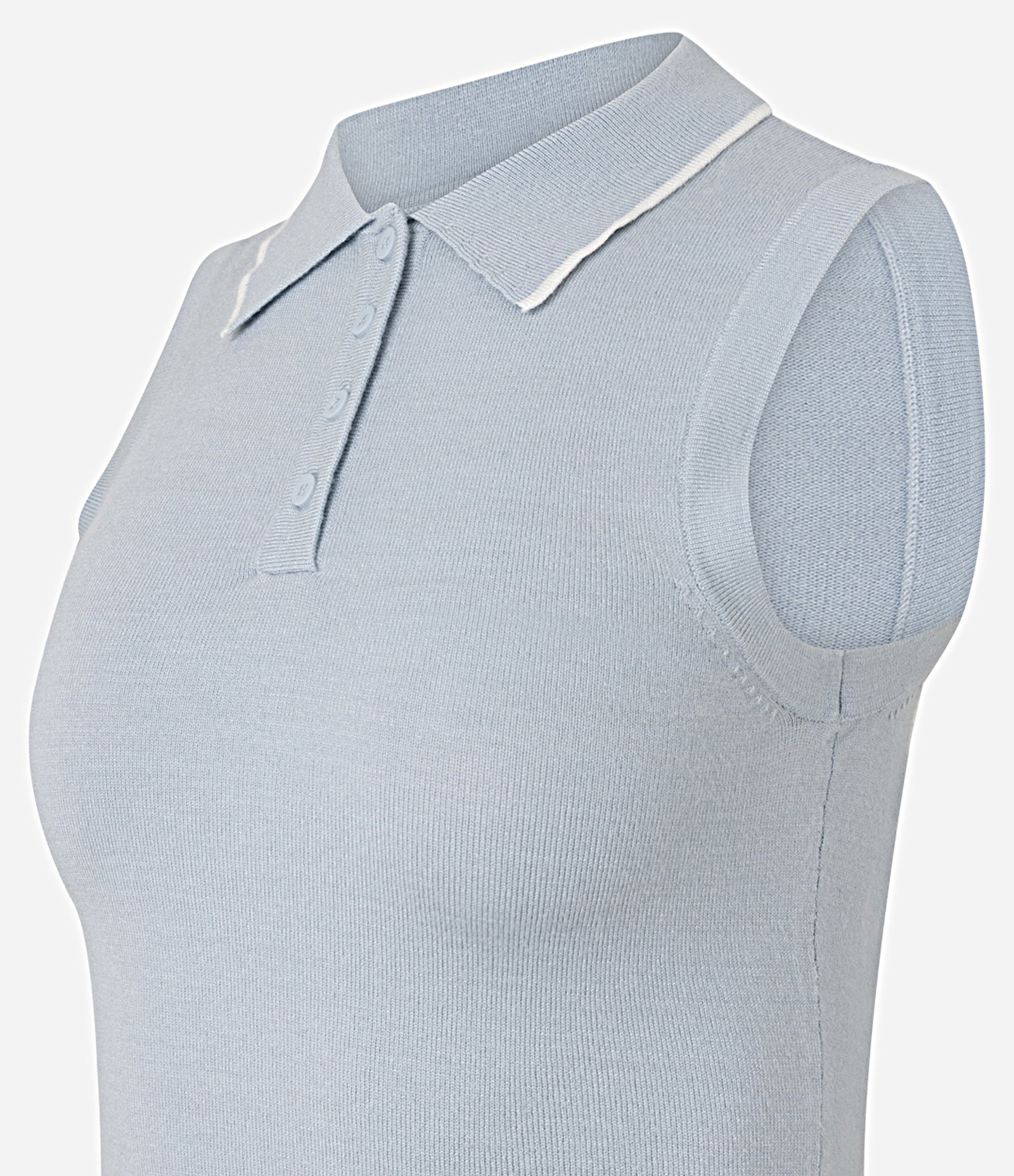 Blusa em Tricô com Gola Polo e Detalhe Contrastante Azul Bebê 5